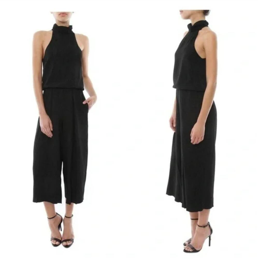 Saylor Kaitlyn Black Textured Halter Jumpsuit Sleeveless Women's Size XS